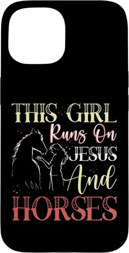 Vista 6 de This Girl Runs On Jesus and Horses Case for iPhone 16