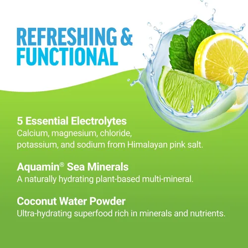 Vista 3 de Paquetes de polvo de electrolitos Force Factor Liquid Labs —Limón y lima— sobres de hidratación para hacer agua con electrolitos con 5 electrolitos