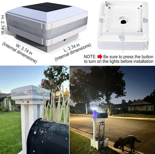 Vista 7 de FVTLED Flexfit - Luces solares para postes de exteriores, funciona con energía solar, para postes de madera de 3.5 x 3.5, 4 x 4, 5 x 5, 6 x 6