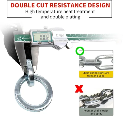 Vista 4 de Candado antirrobo AKM para bicicleta de 3 pies/90 cm de largo, candado de cadena resistente de 10 mm de espesor con 4 llaves, seguridad de 16 mm