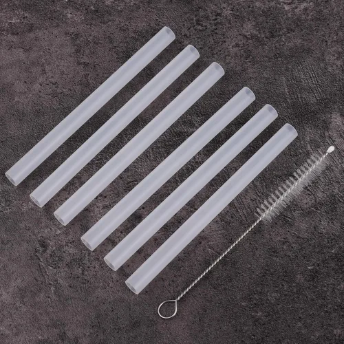 Vista 3 de Pajitas de repuesto reutilizables compatibles con Hydro Flask de boca ancha de 12 onzas para niños, paquete de 6 popotes sin BPA y cepillo