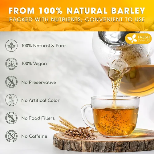 Vista 4 de FreshDrinkUS, 50 bolsas de té de cebada premium, 100% natural y puro de cebada. Té de hierbas. Hecho con bolsas de té de material natural. Sin