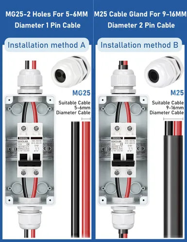 Vista 8 de DIHOOL Interruptor de Desconexión de Panel Solar con Caja DIN IP65, 30 Amperios Doble Polo 12V-400V, Disyuntor en Miniatura AC DC No Polarizado
