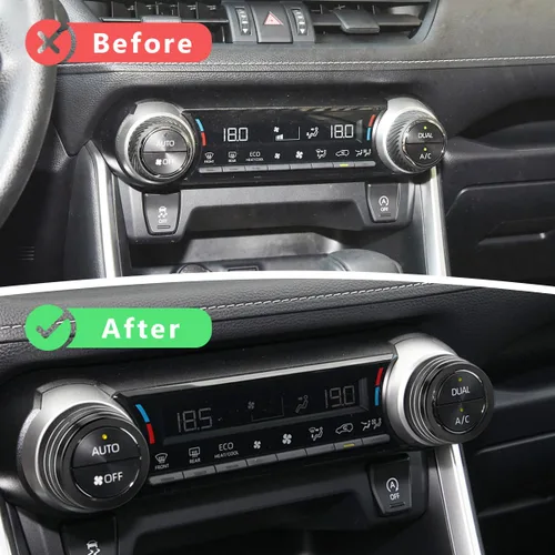 Vista 2 de Auovo Cubierta de perilla de CA compatible con accesorios Toyota RAV4 2025 2024 2023 2022 2021 2020 2019 para perilla de aire acondicionado, Negro