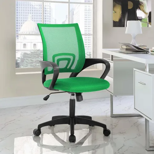 Vista 11 de HHS Silla de oficina ergonómica para el hogar, silla ejecutiva de malla, respaldo medio, silla de escritorio ajustable con soporte lumbar, silla