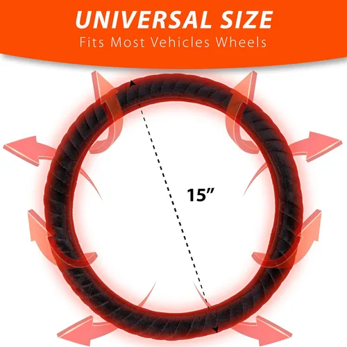 Vista 2 de ZONETECH Funda para volante de coche con calefacción 12V - Protector de volante con calentador de manos para vehículos, calefacción rápida, ajuste