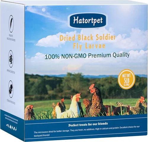 Larvas secas de mosca soldado negro, 5 libras - larvas naturales puras sin OMG BSF para pollos, más calcio que gusanos de harina, pollos con alto