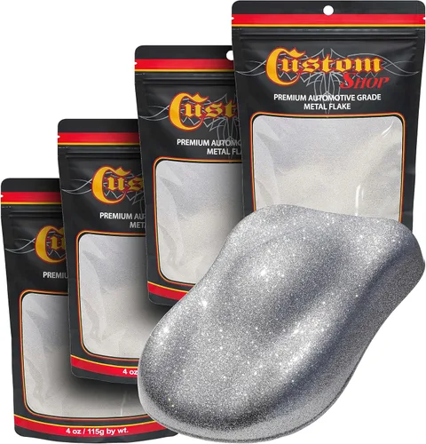 Vista 6 de Custom Shop - Plata a arco iris- 4 onzas de microescamas holográficas de metal de 0.004 pulgadas de tamaño de 100 micrones - Resistente a los rayos