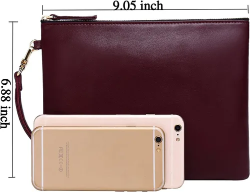 Vista 2 de DORIS&JACKY Bolso de mano de piel de cordero para mujer, cartera grande y suave de diseñador con correa..