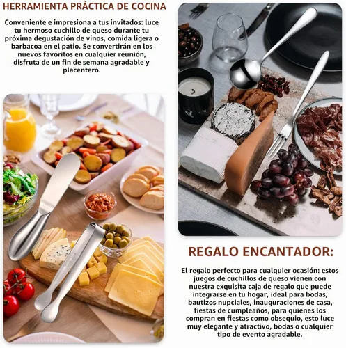 Vista 5 de 14 piezas de accesorios para tabla de embutidos, juego de cuchillos para untar queso, utensilios de embutidos de acero inoxidable, cuchillos Negro
