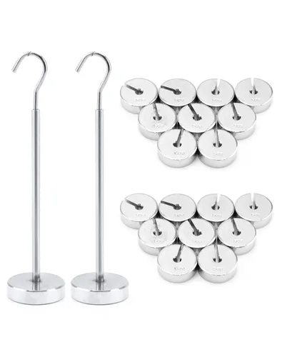 Vista 7 de QWORK 2 juegos de pesas ranuradas, juego de 9 piezas de masa ranurada con perchas - 9 pesos (1.76 oz) - 17.64 oz