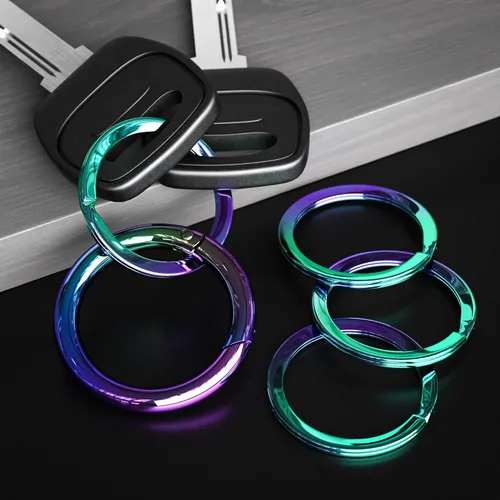 Vista 2 de Kit de llaveros con mosquetón circular, anillos redondos y fuertes de tamaño universal, L