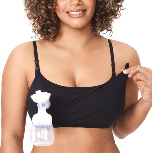 MOMANDA Women's Pumping Bra Hands Free All-in-One Nursing Bras Patented Maternity Bras for Breastfeeding