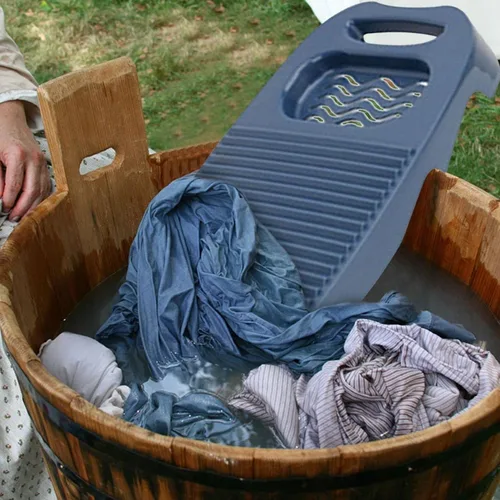 Vista 2 de Tabla de lavado de plástico, tabla de lavar el hogar, herramienta de limpieza manual de ropa para el hogar, dormitorio escolar (azul oscuro)