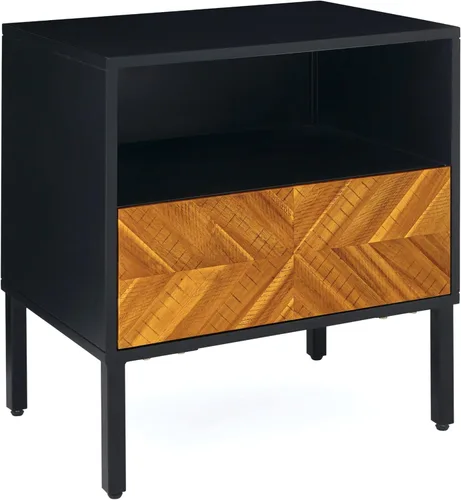 Vista 35 de Bme Lyra Mesita de noche, mesa auxiliar de madera maciza, fácil montaje, con 2 cajones de almacenamiento para sala de estar y dormitorio, moderna