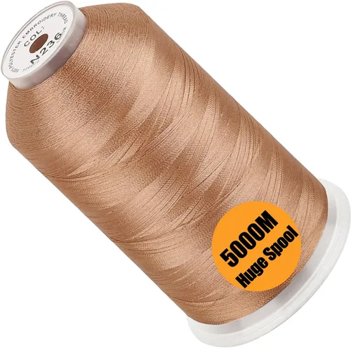 Vista 43 de New Brothread - Bobina única de 5000 m de hilo de poliéster para máquina de bordar 40WT para máquinas comerciales y domésticas - Rojo ámbar