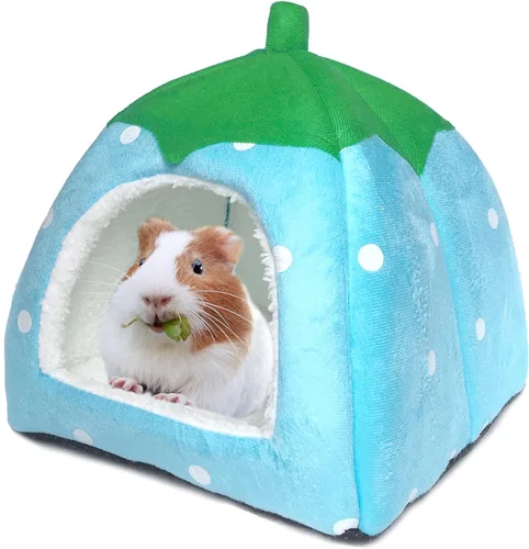 Cama de conejillo de indias, casa de conejo enano, accesorios para cueva, acogedor escondite para conejito, erizo, hurón, chinchilla y otros Rosa