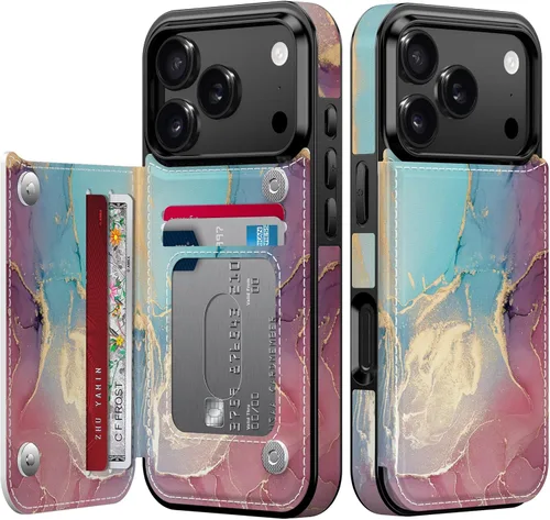 Vista 1372 de LETO para iPhone 15 Pro Funda tipo cartera - Tapa tipo folio con patada - Diseños de moda - Tarjetero - Funda protectora para mujeres y niñas - 6.1