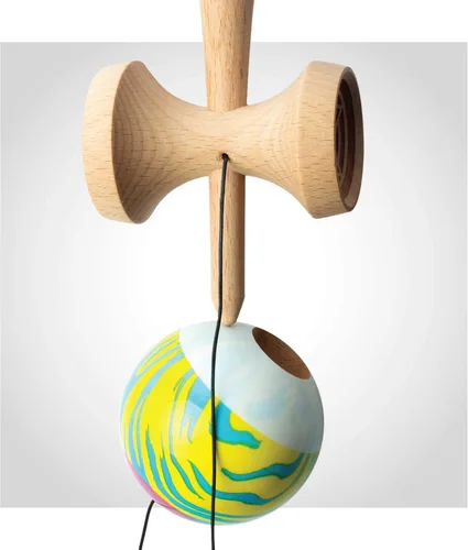 Vista 9 de Sweets Kendamas Kendama de grano dividido, mejora la coordinación ojo-mano, reflejos, paquete de regalo de accesorios de cuerda extra (CMYK)