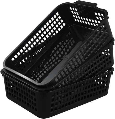 Vista 9 de Begale Bandejas de almacenamiento de escritorio de plástico, cestas organizadoras, juego de 6