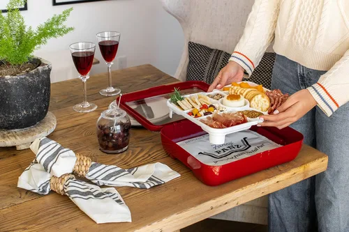 Vista 2 de Fancy Panz Charcutería Veggie Trayz - 9 compartimentos elevados - Se adapta a la bandeja elevada clásica y premium Fancy Panz para servir alimentos