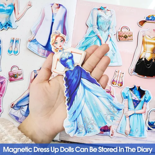 Vista 6 de Muñecas Magnéticas de Vestir, Muñecas de Papel Magnéticas de Vestir de Princesa, Muñecas Magnéticas de Vestir para Niñas de 4 a 10 Años, Set de Lea