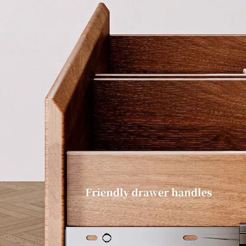 Vista 5 de Chrangmay Cómoda de 6 cajones, cómoda de mediados de siglo de 47 pulgadas de ancho, cómoda de madera con 6 cajones de almacenamiento