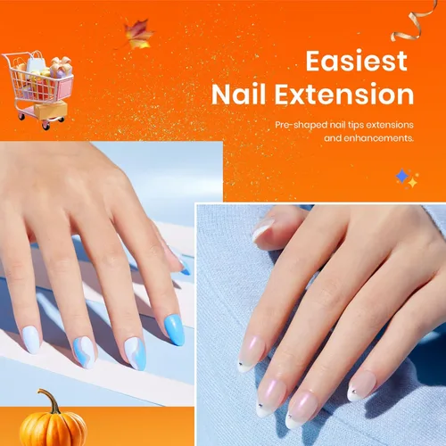 Vista 114 de Beetles - Gel de pegamento de uñas 9 en 1 para puntas de uñas y uñas acrílicas transparentes de larga duración, pegamento de extensión UV