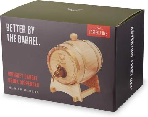 Vista 7 de Foster & Rye Barril de madera para whisky, infusión de whisky, barril de bourbon Moonshine jarra con espita, dispensador de licor, barril