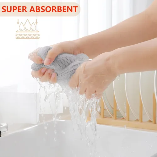 Vista 207 de Homaxy Paños de cocina de 100% algodón con tejido de gofre, ultra suaves, absorbentes, de secado rápido, 12 x 12 pulgadas, paquete de 6, amarillo