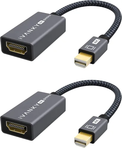 Vista 12 de IVANKY - Adaptador 4K Mini DisplayPort a HDMI, 4K@30Hz Adaptador Mini DP a HDMI, Thunderbolt 2 a HDMI chapado en oro/trenzado Compatible con MacBook