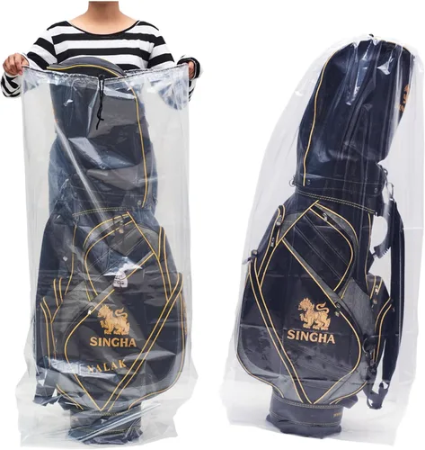 Vista 2 de Bolsas de plástico grandes multiusos con cordón para guardar la bolsa de golf, colchón de picnic bueno para organizar el hogar, juego reutilizable