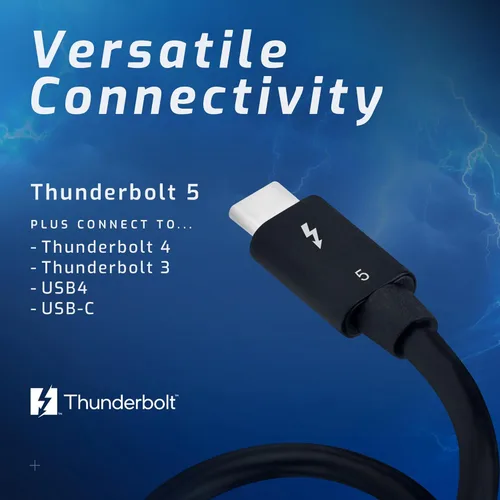 Vista 2 de OWC Cable Thunderbolt 5 (USB-C) de 0,3 M, hasta 80 Gb/s de velocidad de datos bidireccional, hasta 120 Gb/s para mayor ancho de banda de pantalla