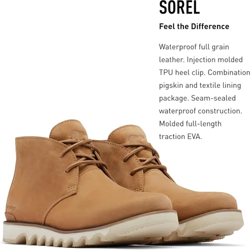 Vista 3 de Sorel Botas Kezar Chukka WP para hombre, botas de lluvia de cuero impermeables