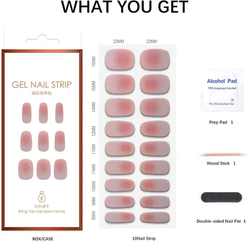 Vista 6 de Tiras de uñas de gel semicuradas, calcomanías francesas que funcionan con cualquier lámpara de uñas, envolturas de gel, calidad de salón, de larga