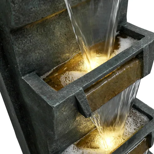 Vista 9 de SunJet - Fuentes modernas de cascada de 4 niveles para interior/exterior con luces LED - Fuente de agua grande de 39.3" de alto para decoración