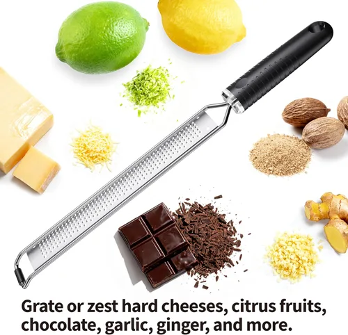 Vista 4 de Rallador de queso con agarre antideslizante, rallador de limón para frutas gitrus, chocolate, quesos duros