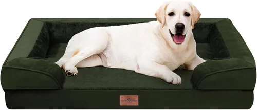 Vista 89 de Comfort Expression - Cama ortopédica para perros pequeños, 20 x 14 pulgadas, cama impermeable y de apoyo de espuma con cojines removibles, sofá