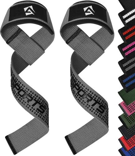 Vista 17 de AQF - Correas de muñeca para levantamiento de pesas, levantamiento de potencia y peso muerto – Correas de neopreno acolchadas de algodón de 58 cm