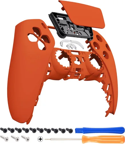 Vista 5 de eXtremeRate Carcasa superior frontal de touchpad de tacto suave en color amarillo de precaución compatible con el controlador p s 5 BDM-010 020 030