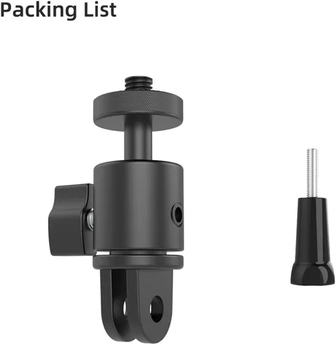 Vista 6 de Soporte de cámara de aluminio con rotación de 360 grados, montaje de adaptador ajustable de tornillo de 1/4, compatible con GoPro Hero