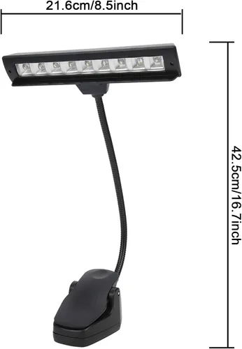 Vista 7 de Keenso Luces de soporte de música, lámpara de soporte de música recargable, luces LED de libro con clip en cuello ajustable recargable USB lámpara