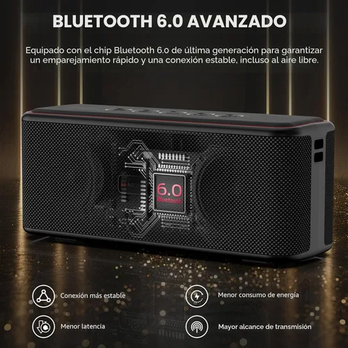 Vista 3 de Monster Shock Plus - Altavoz Bluetooth, altavoz portátil con sonido estéreo fuerte de 40 W, Bluetooth 6.0, emparejamiento TWS, tiempo