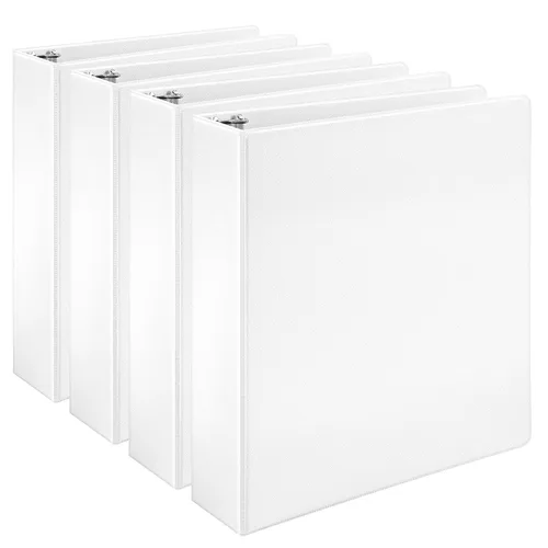 Vista 13 de Amazon Basics Archivadores de 3 argollas de 3 pulgadas, organizador con argollas en D, 2 paquetes, para la escuela, oficina en casa, color blanco