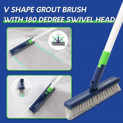 Vista 4 de BOOMJOY Cepillo de limpieza de ducha 4 en 1, juego de limpiador extensible de 58 pulgadas para bañera y azulejos, cepillo de lechada con mango