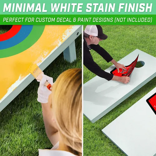 Vista 4 de GoSports 4 ft x 2 ft Regulation Size Wooden Cornhole Boards Set with White Finish - Includes Carrying Case