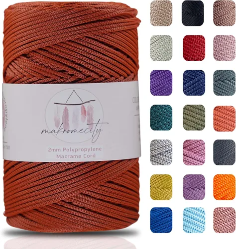 Vista 18 de Makromecity, Cordón de macramé de poliéster de 2 mm x 250 yardas (750 pies) Cordón de macramé de 2 mm de polipropileno para arte y manualidades