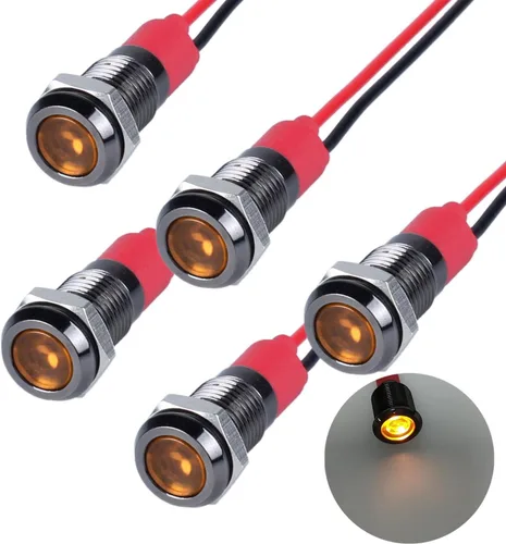 Vista 8 de 5 piezas de luz indicadora LED de ahorro de energía de 12V-24V de 20mA con carcasa de aleación de aluminio de 6mm (1/4") orificio de montaje
