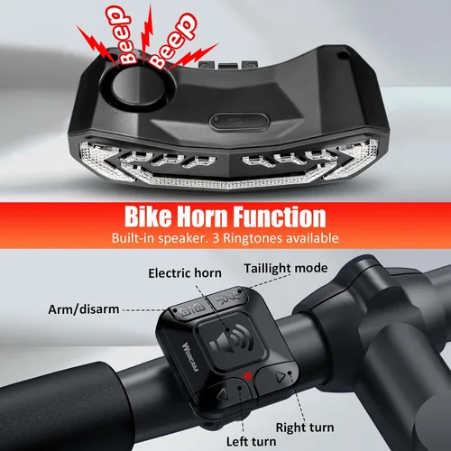 Vista 7 de WSDCAM Luz Trasera Inteligente para Bicicleta para Portaequipajes con Señales de Giro y Luz de Freno, Auto Encendido/Apagado USB Recargable Control