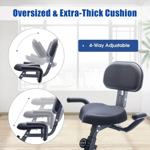 Vista 3 de Merax Bicicleta estática plegable, 3 en 1, bicicleta estática magnética para el hogar con resistencia de 16 niveles, bicicleta de ciclismo vertical